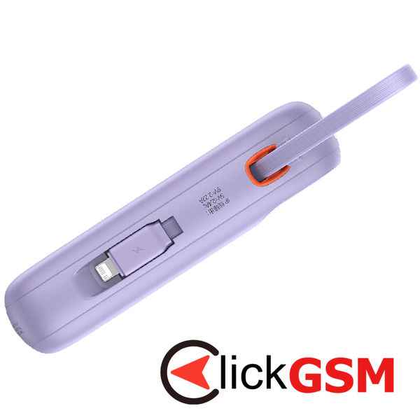 Baseus - Power Bank Qpow Pro+ (P10055003513-00) - Lightning, 2x Type-C, USB, 22.5W, 10000mAh, Cable Type-C, 30cm - Purple