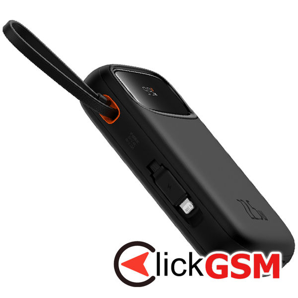 Baseus - Power Bank Qpow Pro+ (P10055003113-00) - Lightning, 2x Type-C, USB, 22.5W, 10000mAh, Cable Type-C, 30cm - Black