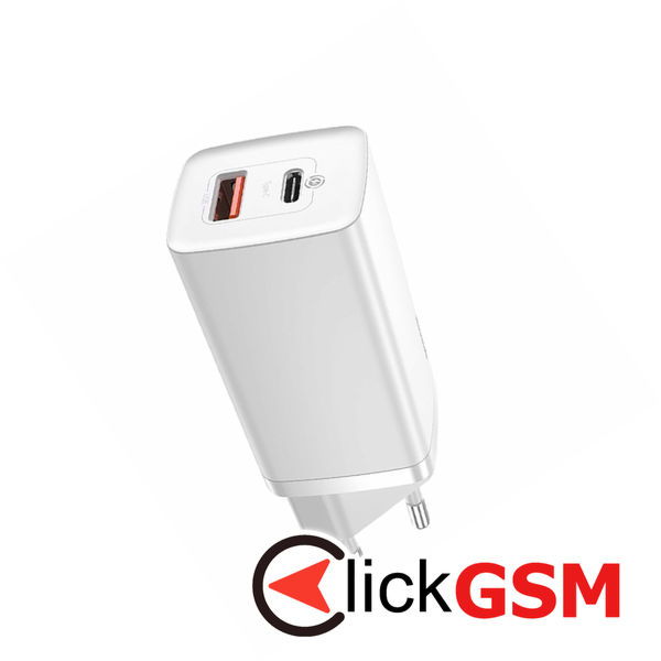 Baseus - Wall Charger GaN Lite (CCGAN2L-B02) - Quick Charger, USB, Type-C, 65W - White