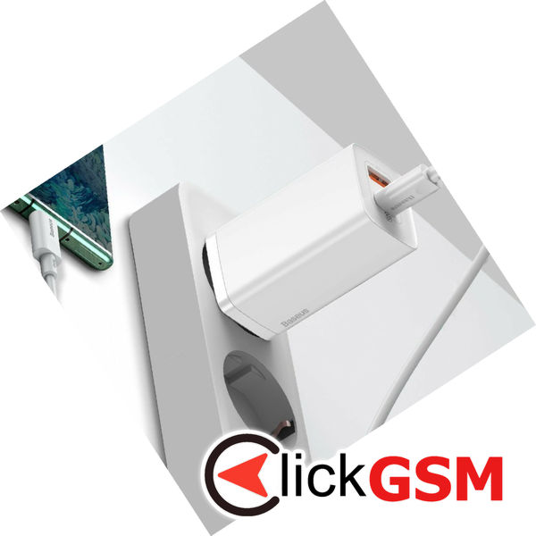 Baseus - Wall Charger GaN Lite (CCGAN2L-B02) - Quick Charger, USB, Type-C, 65W - White