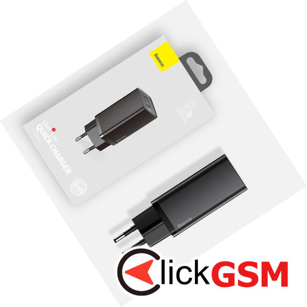 Baseus - Wall Charger GaN Lite (CCGAN2L-B02) - Quick Charger, USB, Type-C, 65W - White