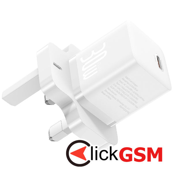 Baseus - Wall Charger GaN5 (P10110906213-00) - UK Plug, Fast Charger, Type-C, 30W - White