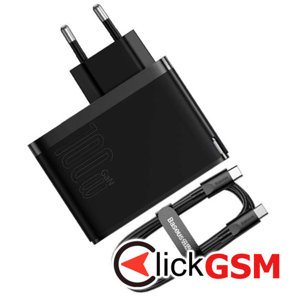 Baseus - Wall Charger GaN5 Pro (CCGP090201) - Fast Charger, Type-C, USB, 100W, Cable Type-C to Type-C, 1m - Black