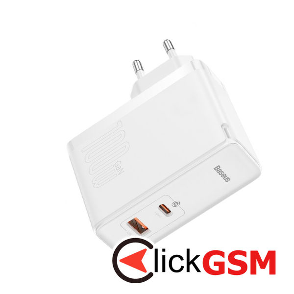 Baseus - Wall Charger GaN5 Pro (CCGP090202) - Fast Charger, Type-C, USB, 100W, Cable Type-C to Type-C, 1m - White