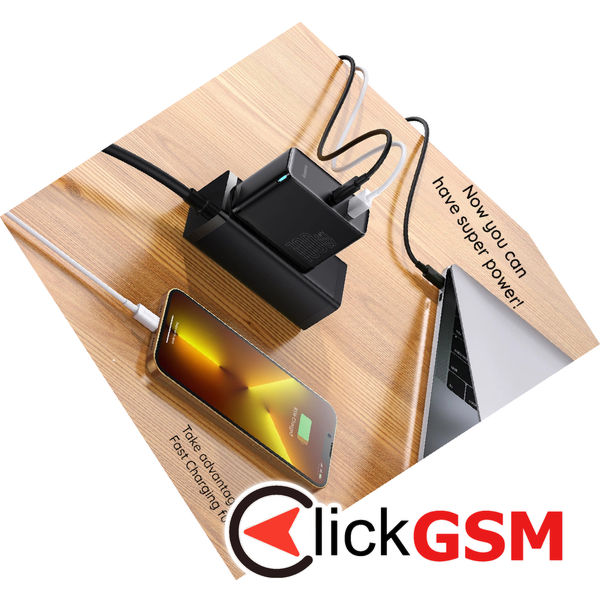 Baseus - Wall Charger GaN5 Pro (CCGP090202) - Fast Charger, Type-C, USB, 100W, Cable Type-C to Type-C, 1m - White