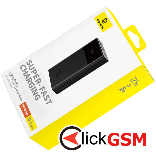 Baseus - Power Bank Star-Lord (P10022904113-00) - 2x USB, Type-C, Micro-USB, 30W, 20000mAh, Cable Type-C, 3A, 30cm - Black