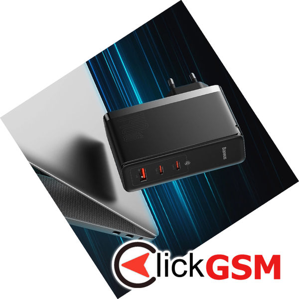 Baseus - Wall Charger GaN5 Pro (CCGP100202) - Fast Charge, 2xType-C, USB, 140W, with Cable Type-C to Type-C, 240W, 1m - White