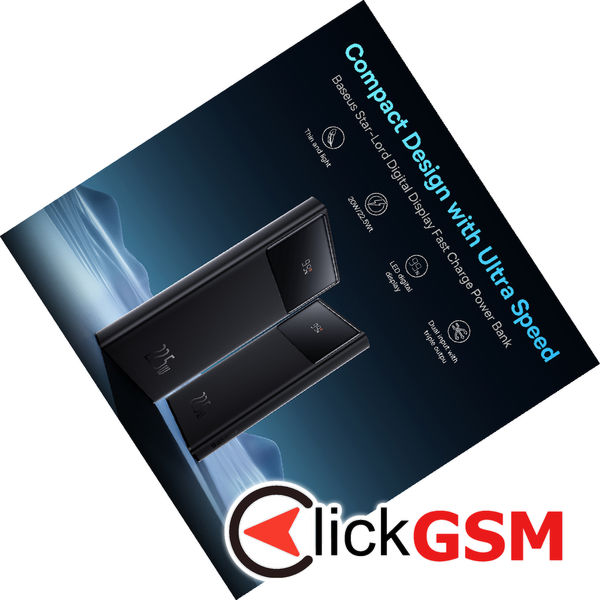 Baseus - Power Bank Star-Lord (PPXJ100001) - 2x USB, Type-C, Micro-USB, 22.5W, 10000mAh, Cable Type-C, 3A, 30cm - Black