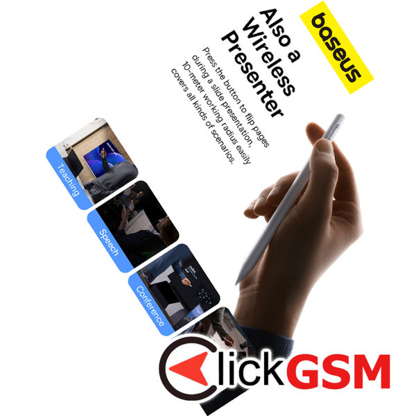 Baseus - Stylus Pen Smooth Writing 2 (P80015805211-00) - Active, Wireless Charging, Detachable Tip, 130mAh, for iPad - White