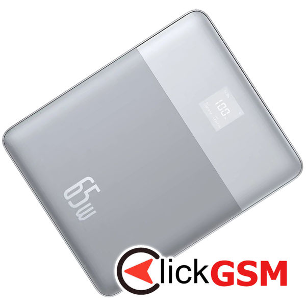 Baseus - Power Bank Blade (P10063801S13-00) - 2x Type-C, 65W, 12000mAh, Digital Display, with Cable USB-C - Silver