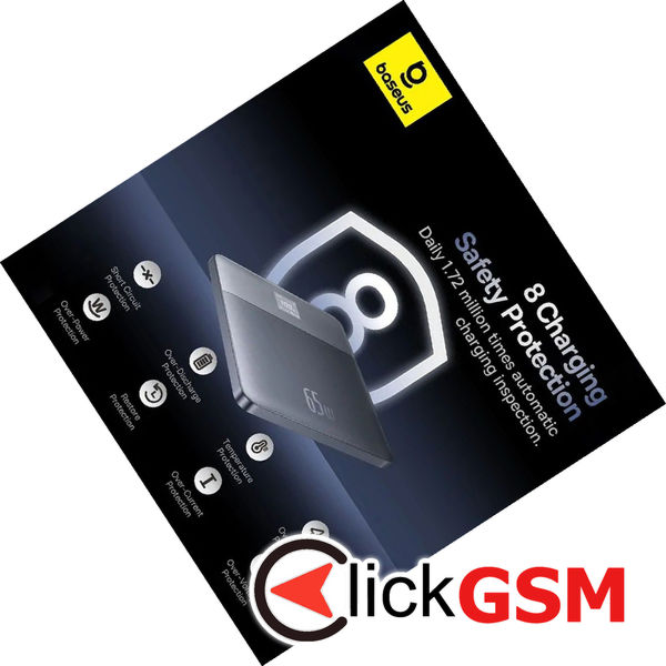 Baseus - Power Bank Blade (P10063801S13-00) - 2x Type-C, 65W, 12000mAh, Digital Display, with Cable USB-C - Silver