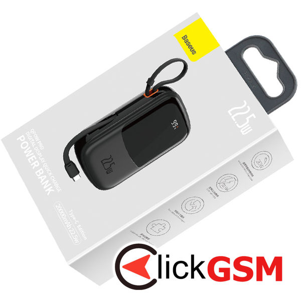 Baseus - Power Bank Qpow Pro (PPQD030105) - QC/PD/SCP/FCP, 20000mAh, 22.5W with Cable USB-C - Purple