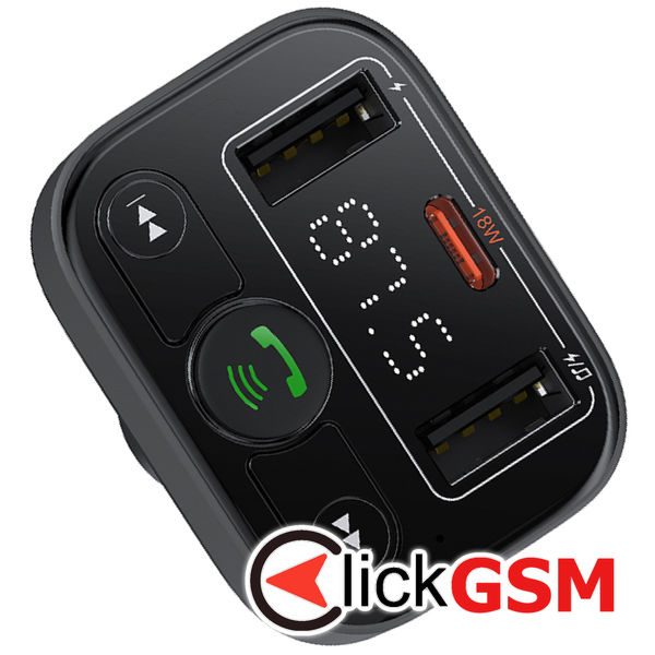 Baseus - FM Modulator and Car Charger S-09 Lite (C10762300113-00) - Bluetooth 5.0, USB, USB-C, Display, PD18W - Cluster Black