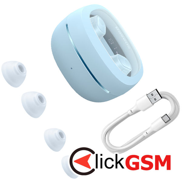 Baseus - Wireless Earbuds WM02+ (NGTW370303) - True Wireless Stereo, Bluetooth V5.3, Smart Display - Blue