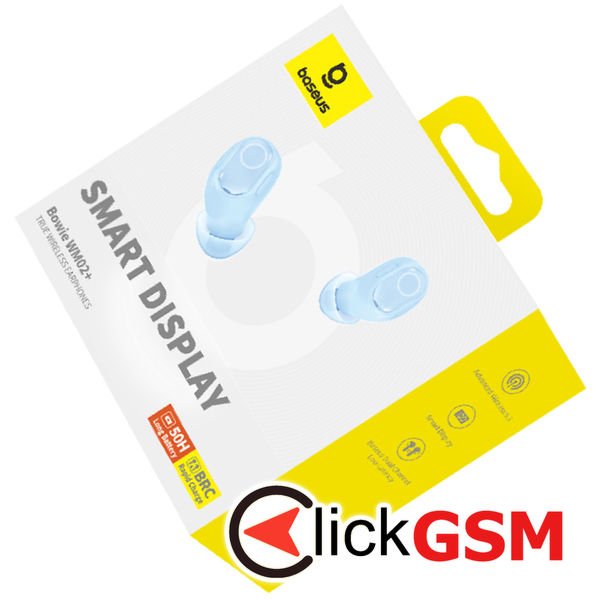 Baseus - Wireless Earbuds WM02+ (NGTW370303) - True Wireless Stereo, Bluetooth V5.3, Smart Display - Blue