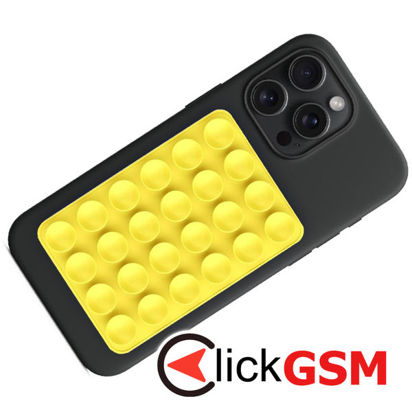 Techsuit - Phone Holder (SY-PAD) - Suction Pad for Selfies, Silicone, Adhesive Mount, Rectangular Shape - Yellow