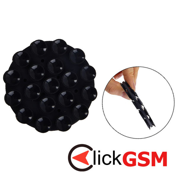 Techsuit - Phone Holder (SB-CUP) - Suction Pad for Selfies, Silicone, Adhesive Mount, Round Shape - Black