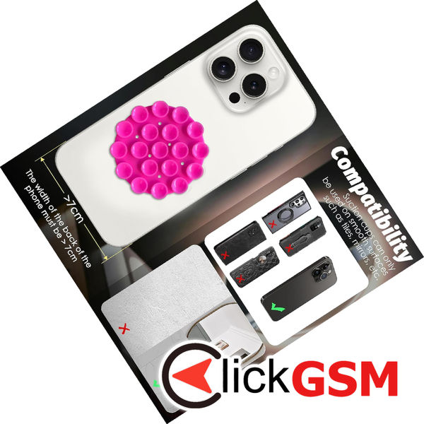 Techsuit - Phone Holder (SB-CUP) - Suction Pad for Selfies, Silicone, Adhesive Mount, Round Shape - Black