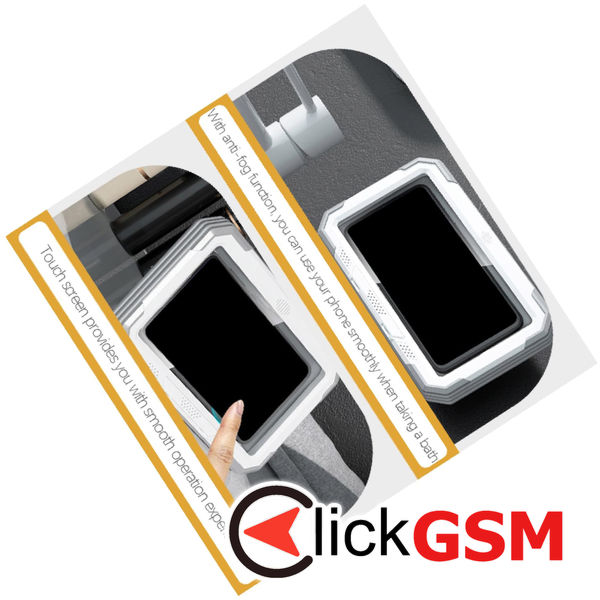 Techsuit - Phone Holder (LC-888) - Wall Box Case, Anti-Fog, with Adhesive Hooks, Waterproof - White / Gray