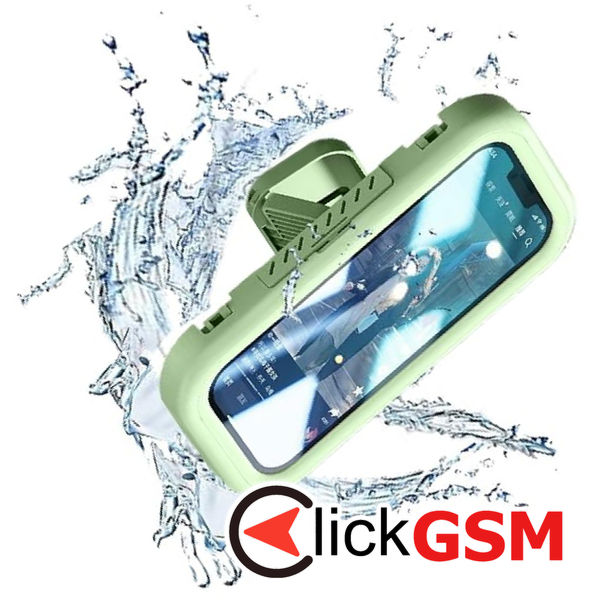 Techsuit - Phone Holder (LC-999) - Wall Box Case, Anti-Fog, Retractable, Adjustable, Waterproof, for 4-7inch Phones - Green