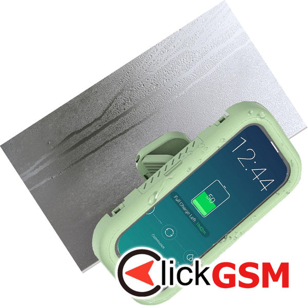 Techsuit - Phone Holder (LC-999) - Wall Box Case, Anti-Fog, Retractable, Adjustable, Waterproof, for 4-7inch Phones - Green