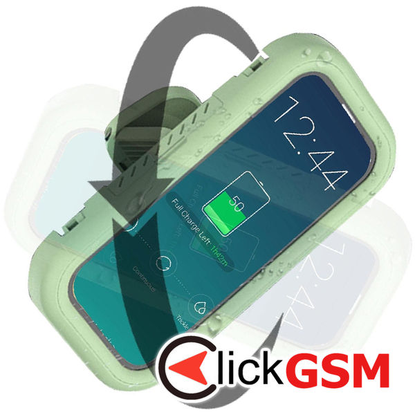 Techsuit - Phone Holder (LC-999) - Wall Box Case, Anti-Fog, Retractable, Adjustable, Waterproof, for 4-7inch Phones - Green