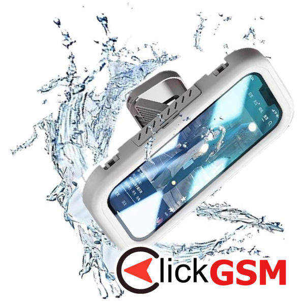 Techsuit - Phone Holder (LC-999) - Wall Box Case, Anti-Fog, Retractable, Adjustable, Waterproof, for 4-7inch Phones - White