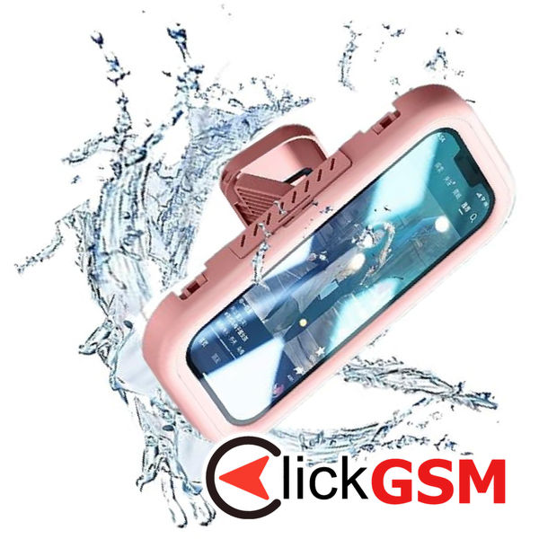 Techsuit - Phone Holder (LC-999) - Wall Box Case, Anti-Fog, Retractable, Adjustable, Waterproof, for 4-7inch Phones - Pink