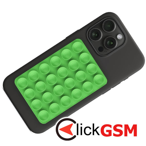 Techsuit - Phone Holder (SG-PAD) - Suction Pad for Selfies, Silicone, Adhesive Mount, Rectangular Shape - Green