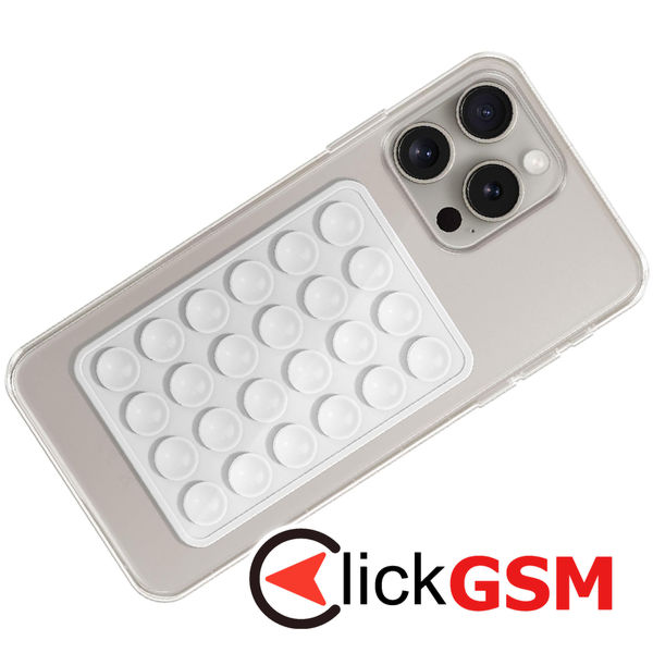 Techsuit - Phone Holder (SW-PAD) - Suction Pad for Selfies, Silicone, Adhesive Mount, Rectangular Shape - White