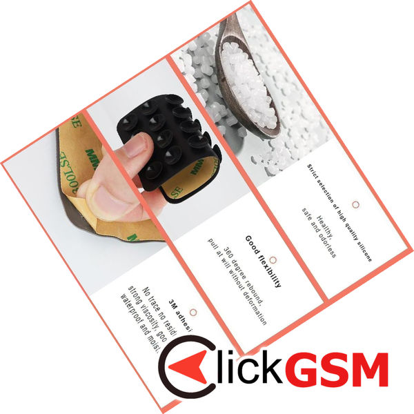 Techsuit - Phone Holder (SW-PAD) - Suction Pad for Selfies, Silicone, Adhesive Mount, Rectangular Shape - White