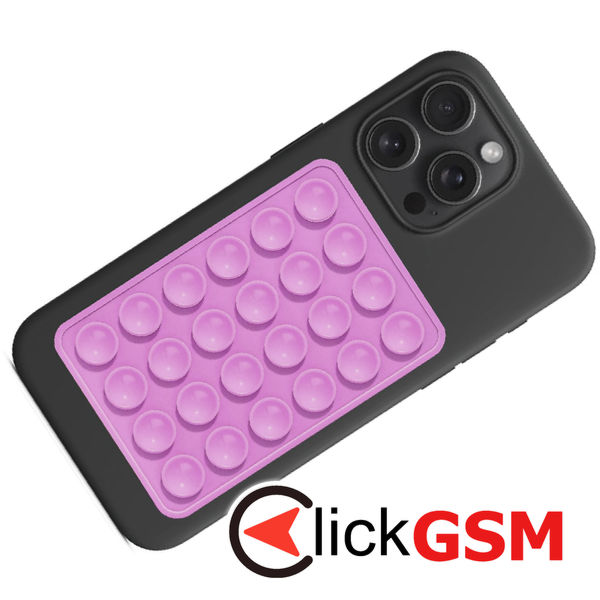 Techsuit - Phone Holder (SP-PAD) - Suction Pad for Selfies, Silicone, Adhesive Mount, Rectangular Shape - Purple