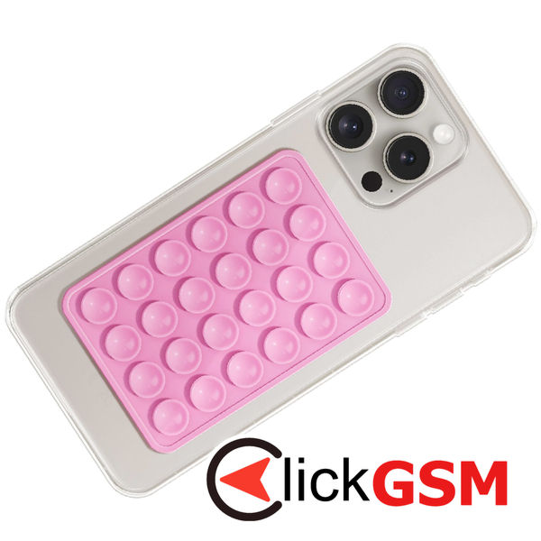Techsuit - Phone Holder (SPP-PAD) - Suction Pad for Selfies, Silicone, Adhesive Mount, Rectangular Shape - Powder Pink