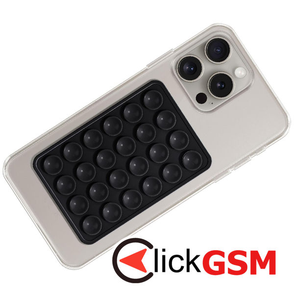 Techsuit - Phone Holder (SB-PAD) - Suction Pad for Selfies, Silicone, Adhesive Mount, Rectangular Shape - Black