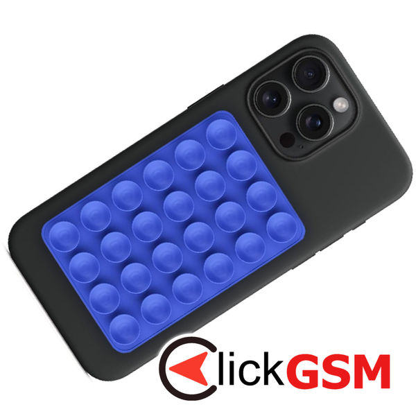 Techsuit - Phone Holder (SD-PAD) - Suction Pad for Selfies, Silicone, Adhesive Mount, Rectangular Shape - Dark Blue