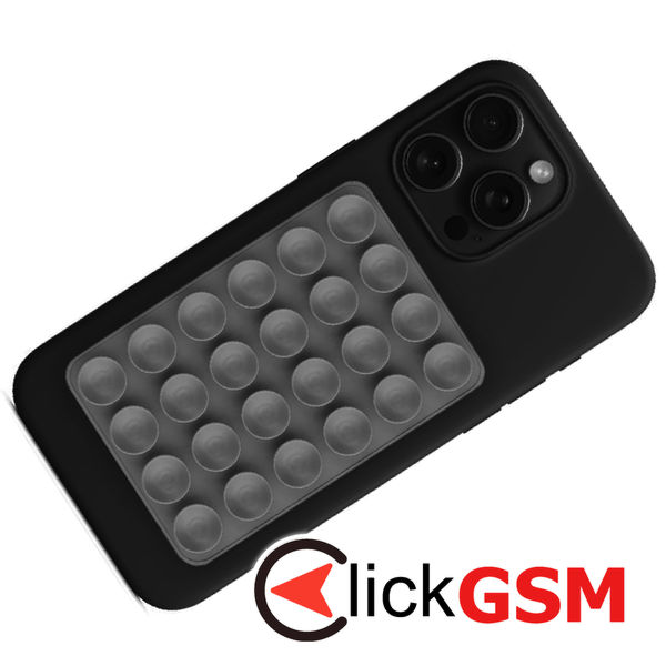 Techsuit - Phone Holder (SC-PAD) - Suction Pad for Selfies, Silicone, Adhesive Mount, Rectangular Shape - Charcoal Grey
