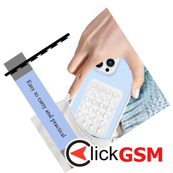 Techsuit - Phone Holder (SC-PAD) - Suction Pad for Selfies, Silicone, Adhesive Mount, Rectangular Shape - Charcoal Grey