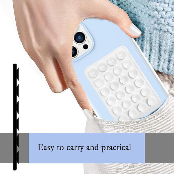 Techsuit - Phone Holder (SL-PAD) - Suction Pad for Selfies, Silicone, Adhesive Mount, Rectangular Shape - Light Pink