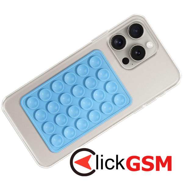 Techsuit - Phone Holder (SE-PAD) - Suction Pad for Selfies, Silicone, Adhesive Mount, Rectangular Shape - Bleu