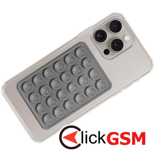 Techsuit - Phone Holder (ST-PAD) - Suction Pad for Selfies, Silicone, Adhesive Mount, Rectangular Shape - Gray