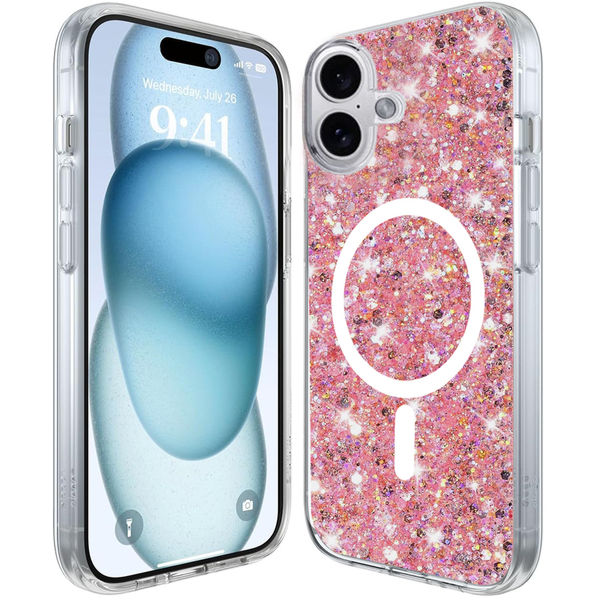 Techsuit - Sparkly Glitter MagSafe - iPhone 16 Plus - Pink