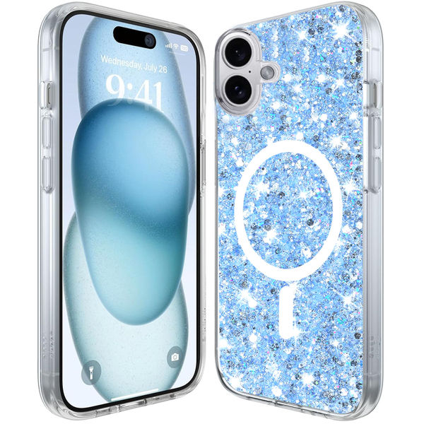 Techsuit - Sparkly Glitter MagSafe - iPhone 16 Plus - Blue