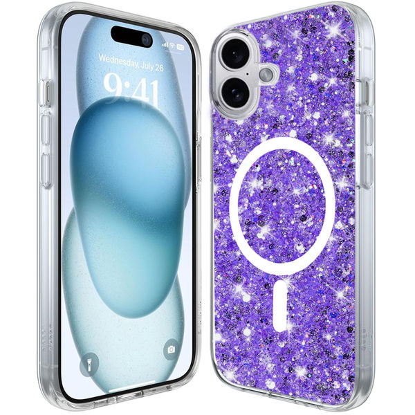 Techsuit - Sparkly Glitter MagSafe - iPhone 16 Plus - Purple