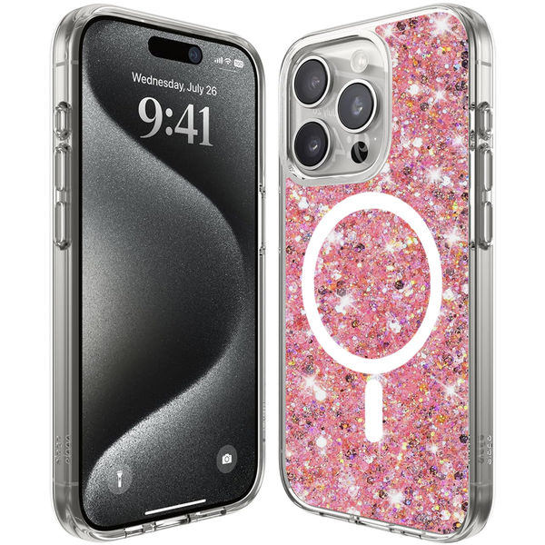 Techsuit - Sparkly Glitter MagSafe - iPhone 16 Pro - Pink