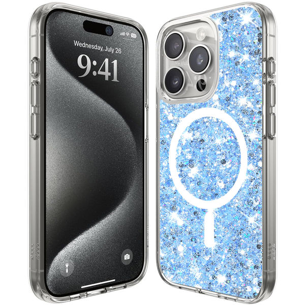 Techsuit - Sparkly Glitter MagSafe - iPhone 16 Pro - Blue
