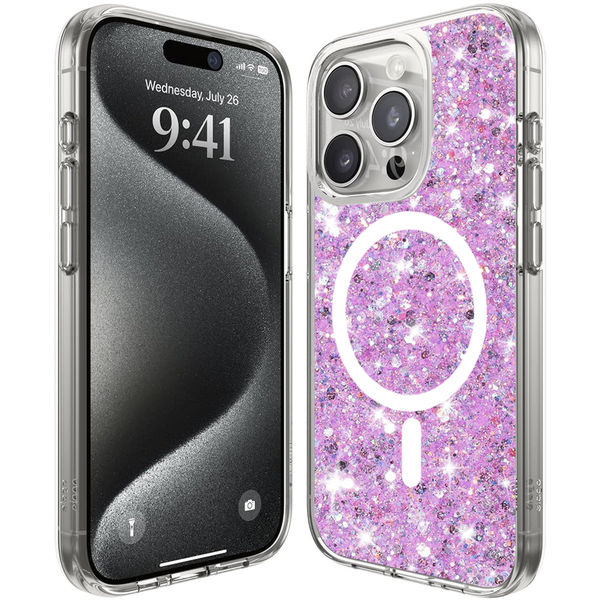 Techsuit - Sparkly Glitter MagSafe - iPhone 16 Pro Max - Magenta