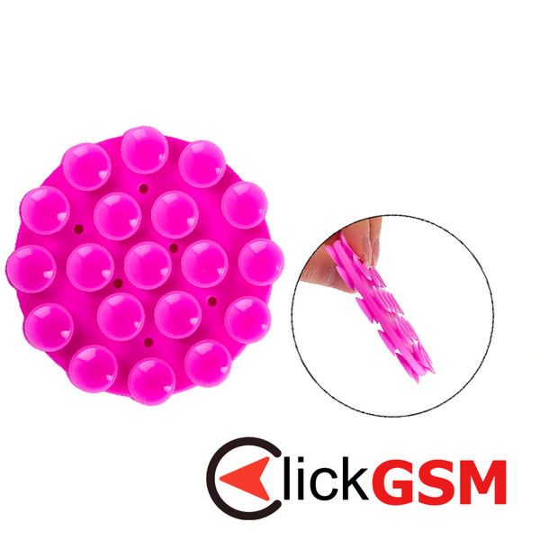 Techsuit - Phone Holder (SP-CUP) - Suction Pad for Selfies, Silicone, Adhesive Mount, Round Shape - Pink