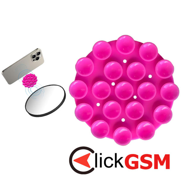 Techsuit - Phone Holder (SP-CUP) - Suction Pad for Selfies, Silicone, Adhesive Mount, Round Shape - Pink