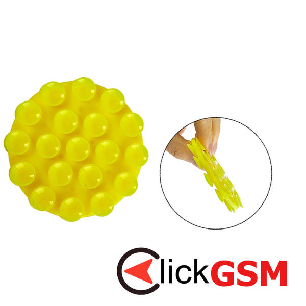 Techsuit - Phone Holder (SY-CUP) - Suction Pad for Selfies, Silicone, Adhesive Mount, Round Shape - Yellow