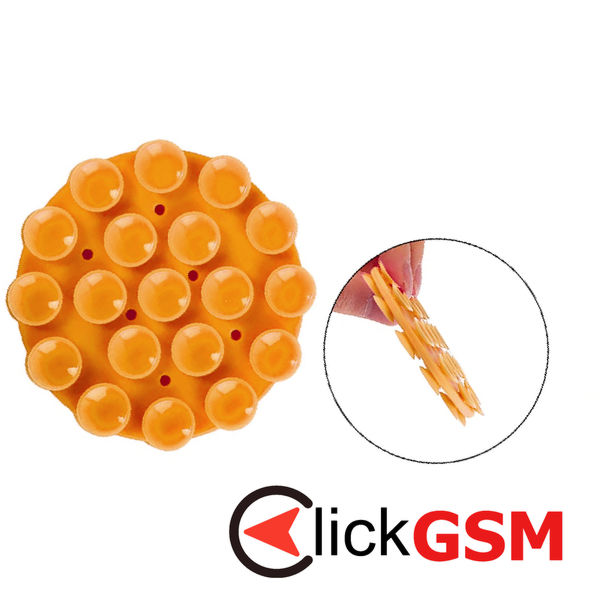 Techsuit - Phone Holder (SO-CUP) - Suction Pad for Selfies, Silicone, Adhesive Mount, Round Shape - Orange